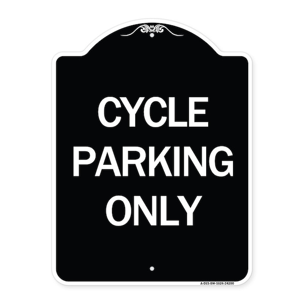 Cycle Parking Only Heavy-Gauge Aluminum Architectural Sign, 24" x 18", BW-1824-24200
